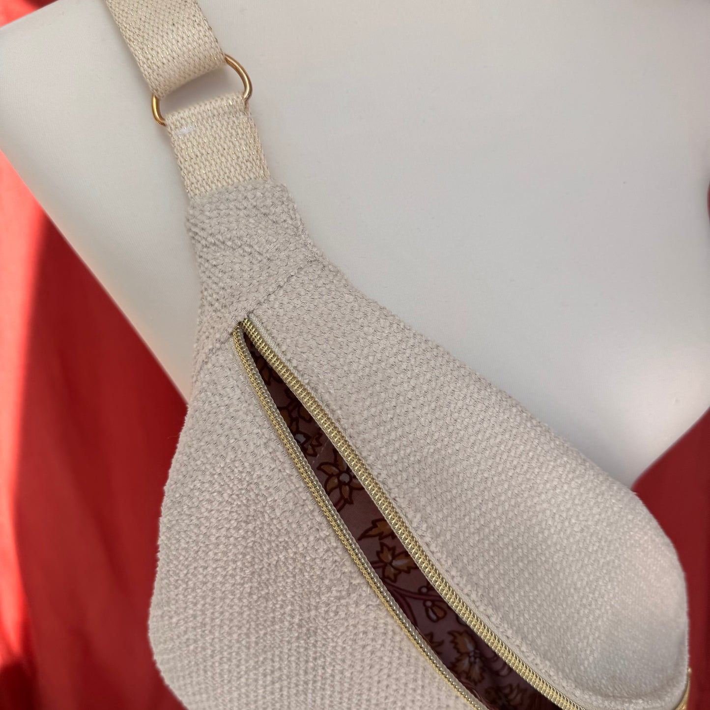 Sac banane XL - Velours beige