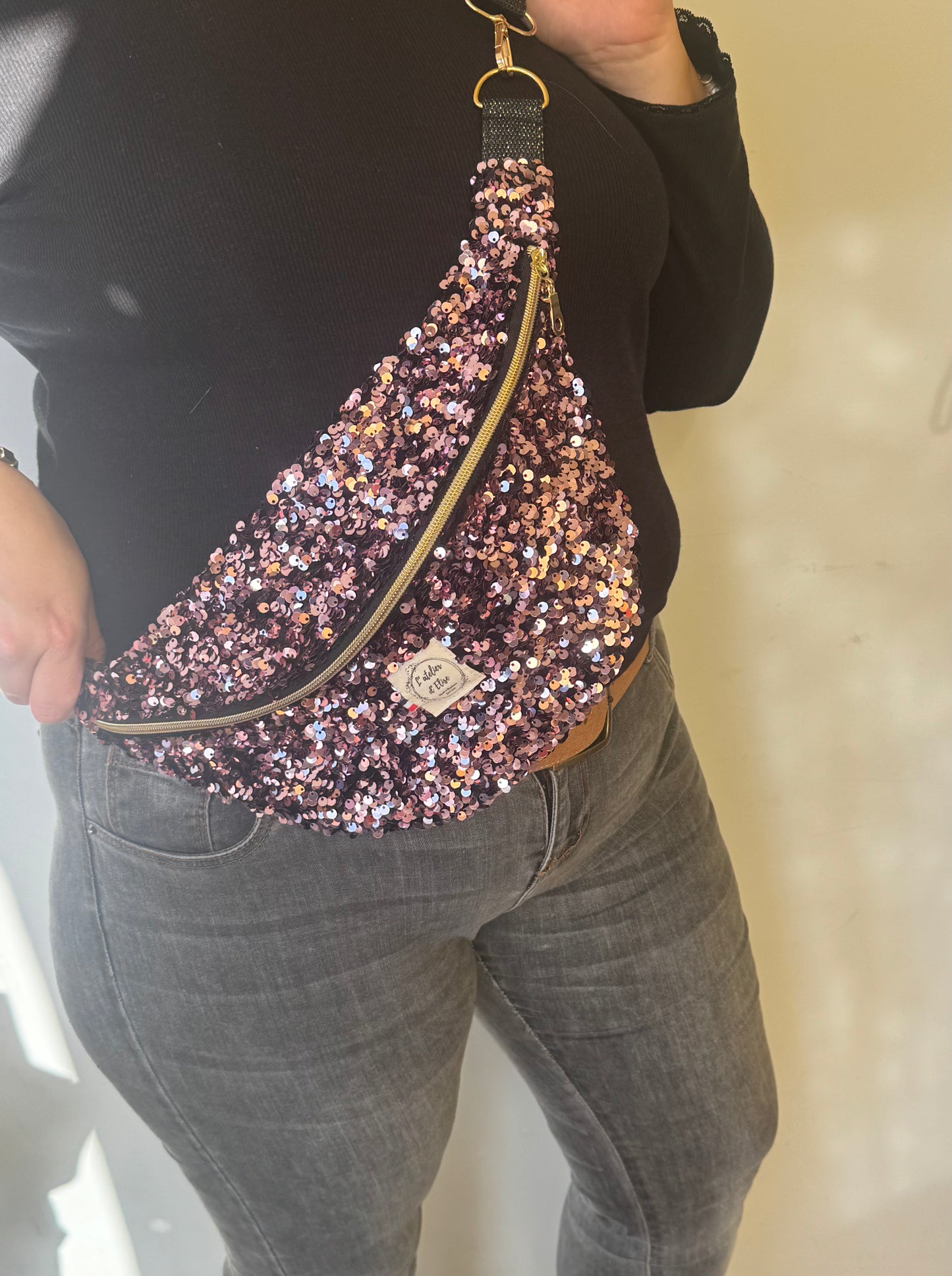 Sac banane XL - Sequin rose