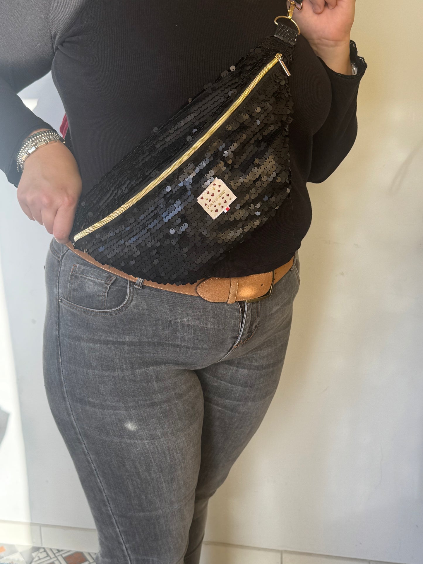 Sac banane XL - Sequin noir mate