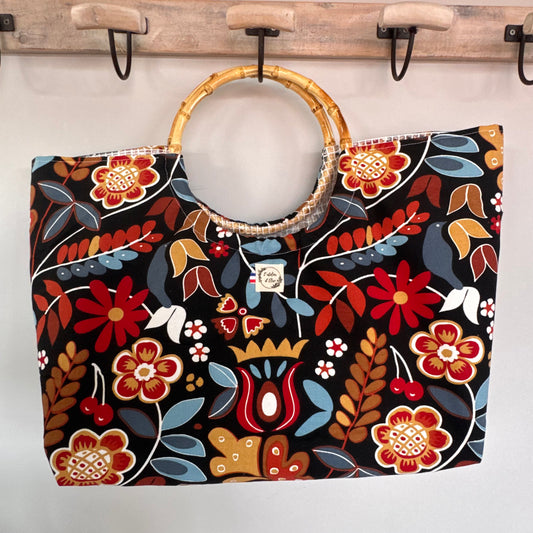 Sac cabas imperméable anses bambou - Flower