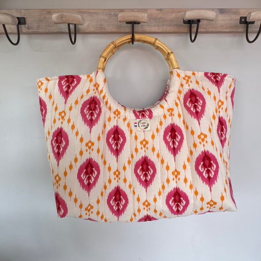 Sac cabas imperméable anses bambou - Matelassé indou