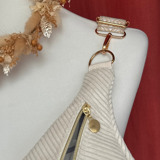 Sac banane XL - Velours côtelé beige