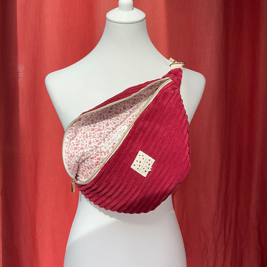 Sac banane XL - Velours côtelé fuschia