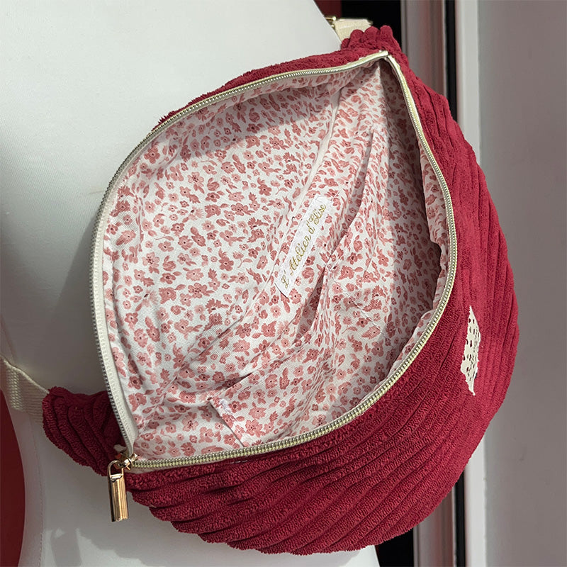Sac banane XL - Velours côtelé fuschia