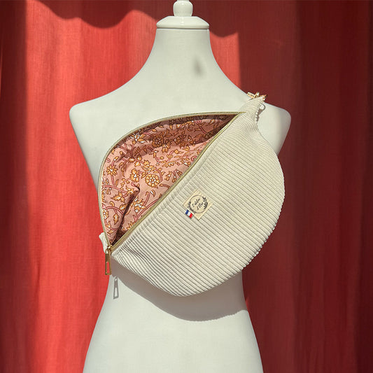 Sac banane XL - Velours côtelé beige