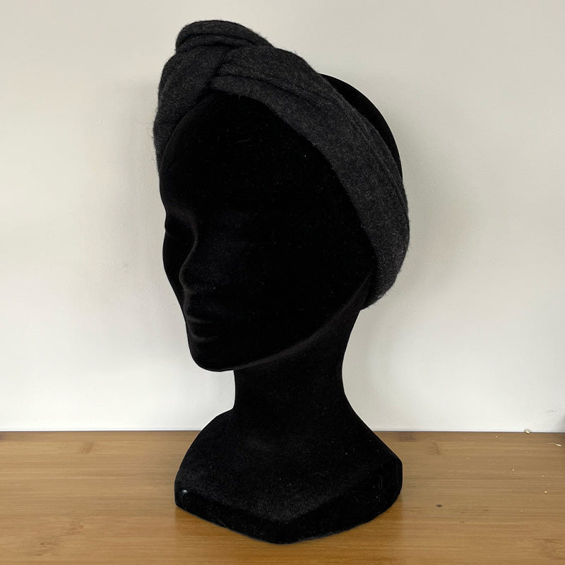 BANDEAU CHEVEUX MODULABLE FAIT MAIN lainage noir| L'ATELIER D'ÉLISE