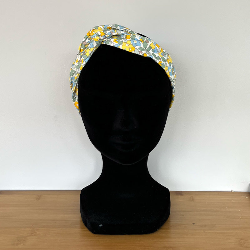 Bandeau cheveux fil de fer - Coton liberty jaune