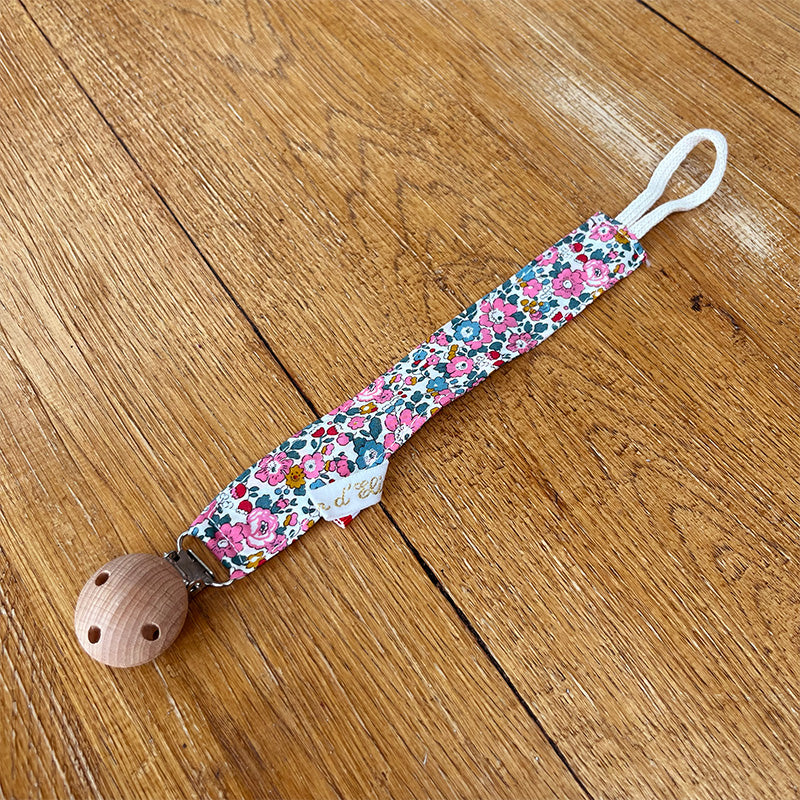 Attache tétine - Liberty rose