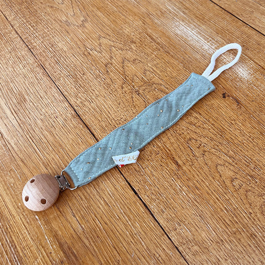 Attache tétine - Gaze de coton vert