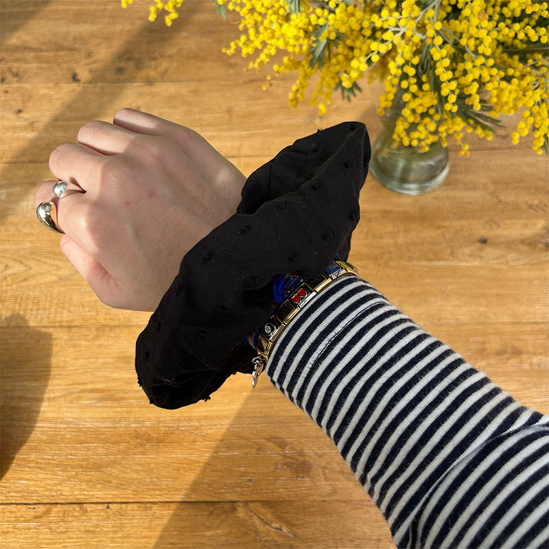 Maxi chouchou - Coton noir plumetis