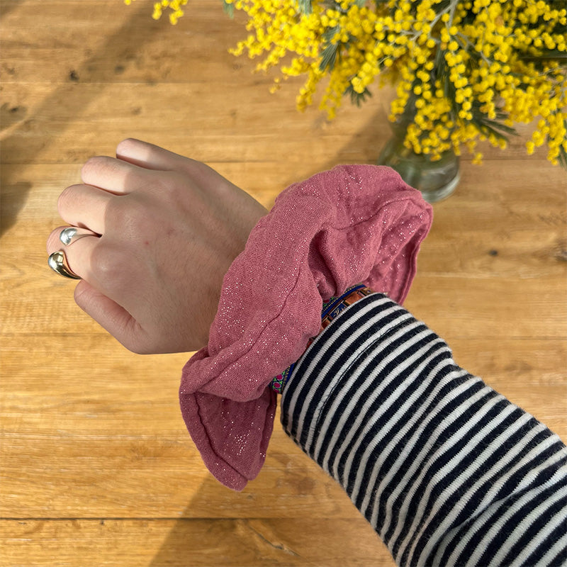 Maxi chouchou - Gaze de coton rose irisé