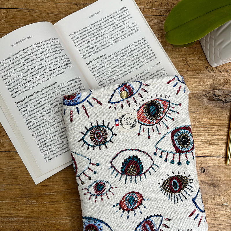 Pochette à livre/liseuse en tissu - Jacquard Cyclope