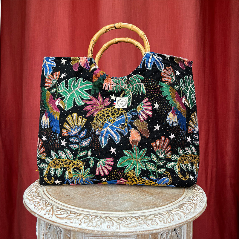 Sac cabas imperméable anses bambou - Jungle