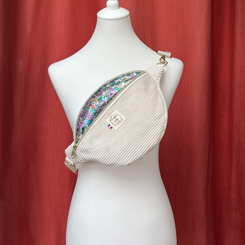 Sac Banane Fait Main Velours côtelé beige | L'Atelier d'Élise