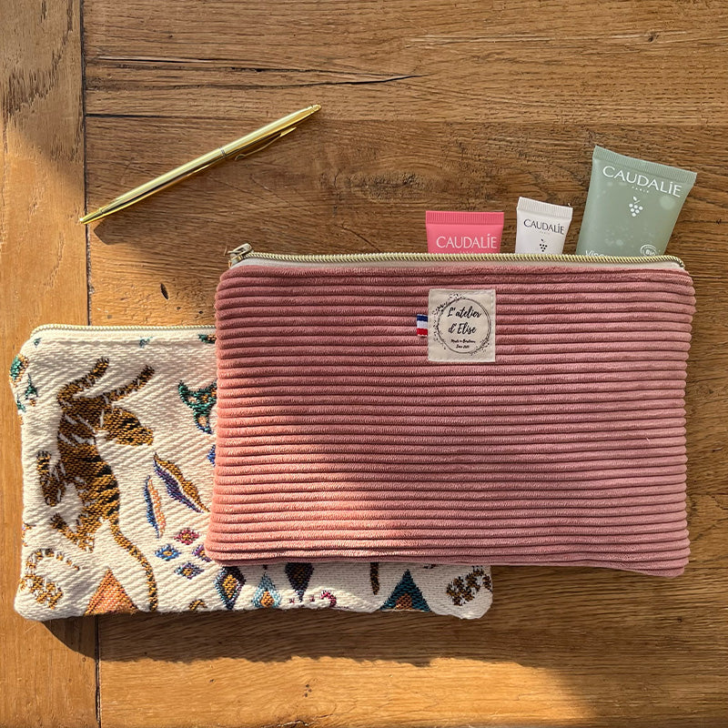 Trousse - Velours côtelé rose