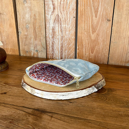 Pochette arrondie - Jean léopard bleu