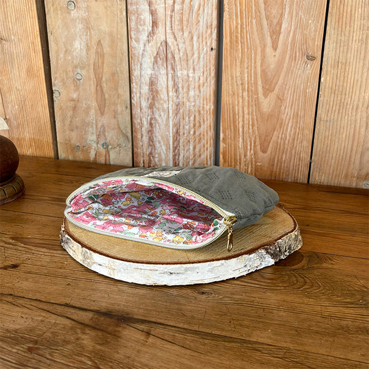 Pochette arrondie - Coton matelassé kaki