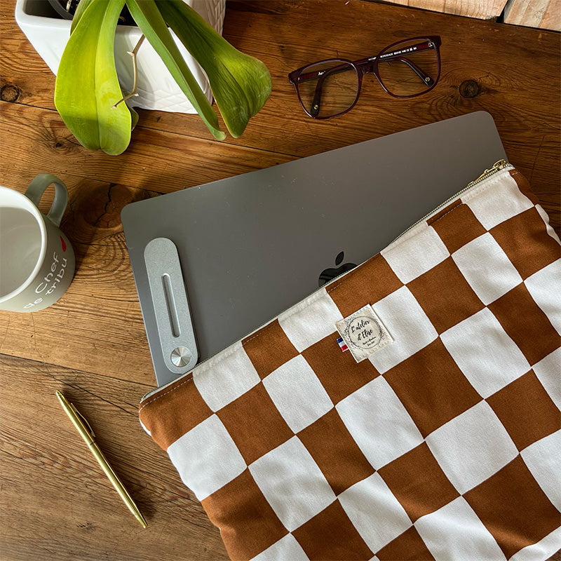 Housse d'ordinateur 15" - Coton Damier