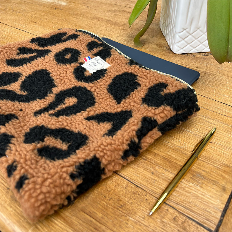 Pochette tablette 13" - Moumoute léopard