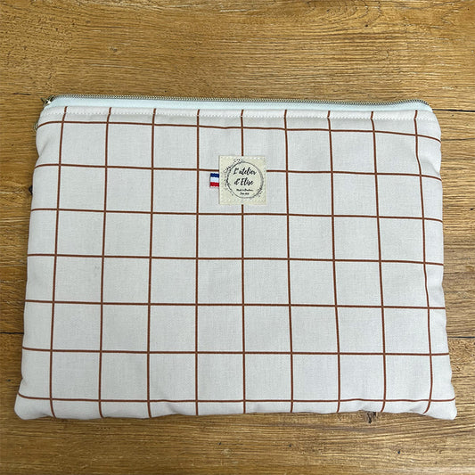 Pochette tablette 13" - Coton quadrillé