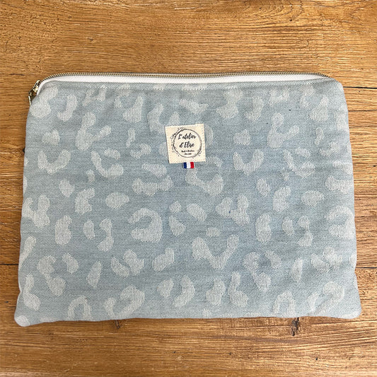 Pochette tablette 13" - Jean léopard