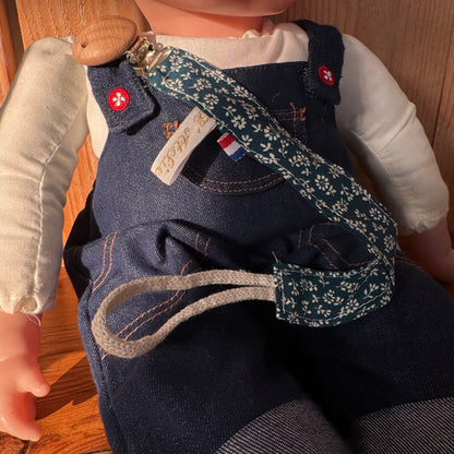 Attache tétine - Bleu fleuri