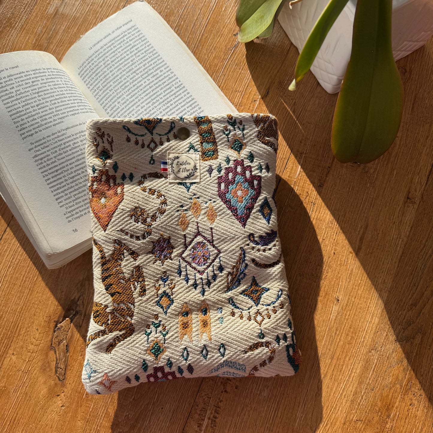 Pochette à livre/liseuse jacquard Tibet
