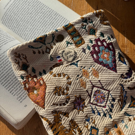 Pochette à livre/liseuse jacquard Tibet