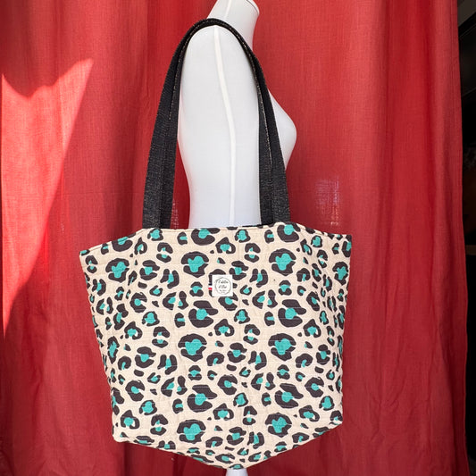 Sac cabas bandoulière - Coton matelassé LÉOPARD