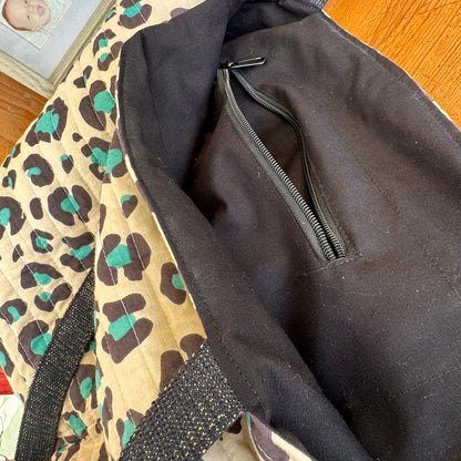 Sac cabas bandoulière - Coton matelassé LÉOPARD