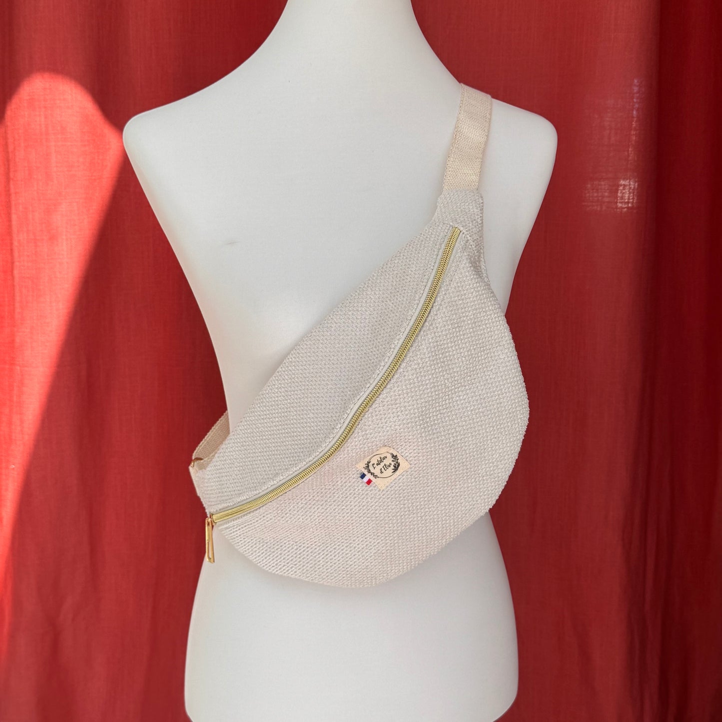 Sac banane XL - Velours beige