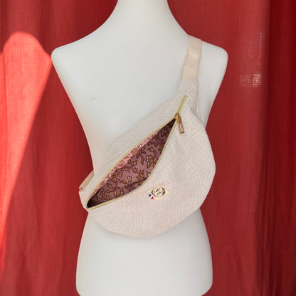 Sac banane XL - Velours beige
