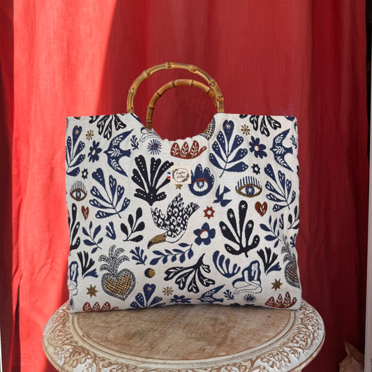 Sac cabas imperméable anses bambou - Jacquard Mage