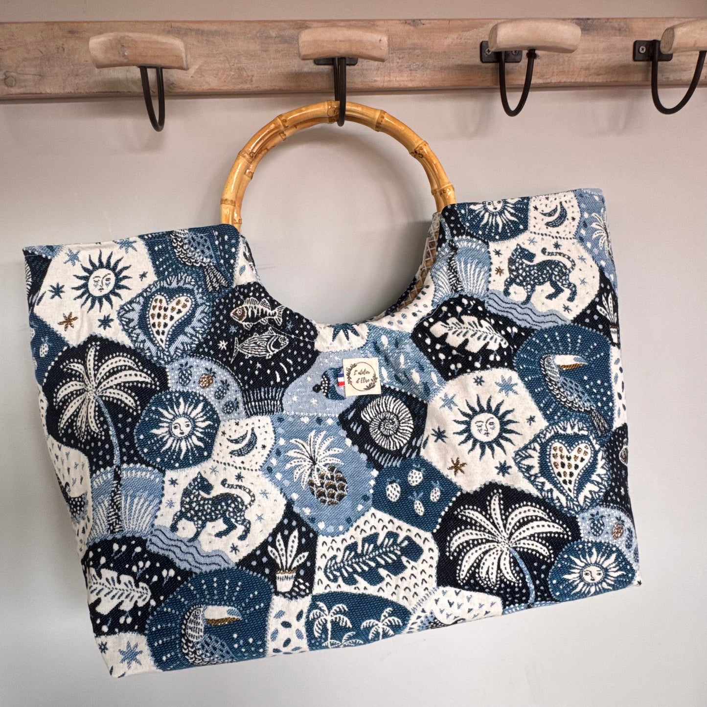 Sac cabas imperméable anses bambou -  Jacquard Astro