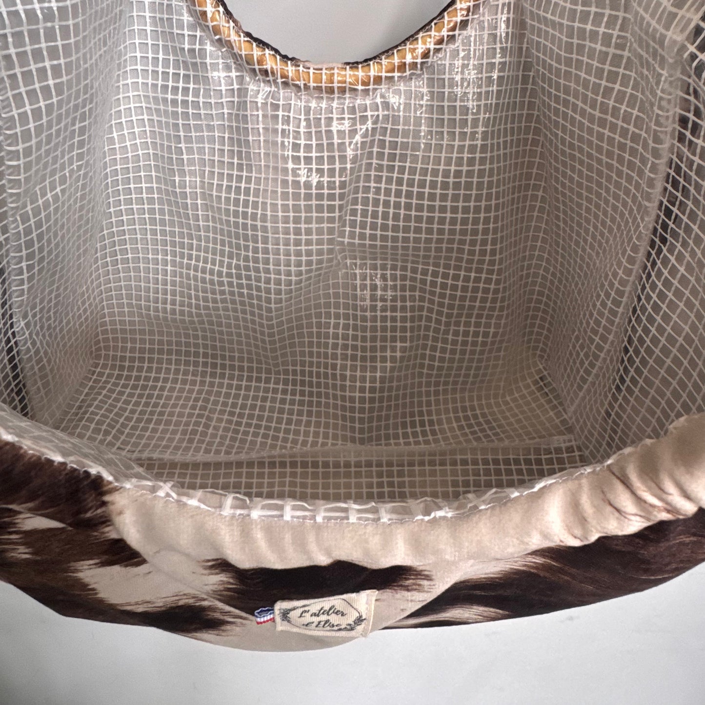 Sac cabas imperméable anses bambou -  Imprimé vache
