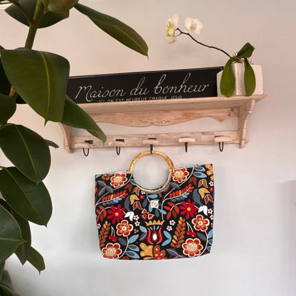 Sac cabas imperméable anses bambou - Flower