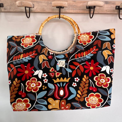 Sac cabas imperméable anses bambou - Flower