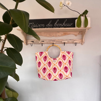 Sac cabas imperméable anses bambou - Matelassé indou