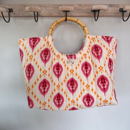 Sac cabas imperméable anses bambou - Matelassé indou