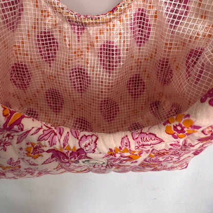 Sac cabas imperméable anses bambou - Matelassé fleuri