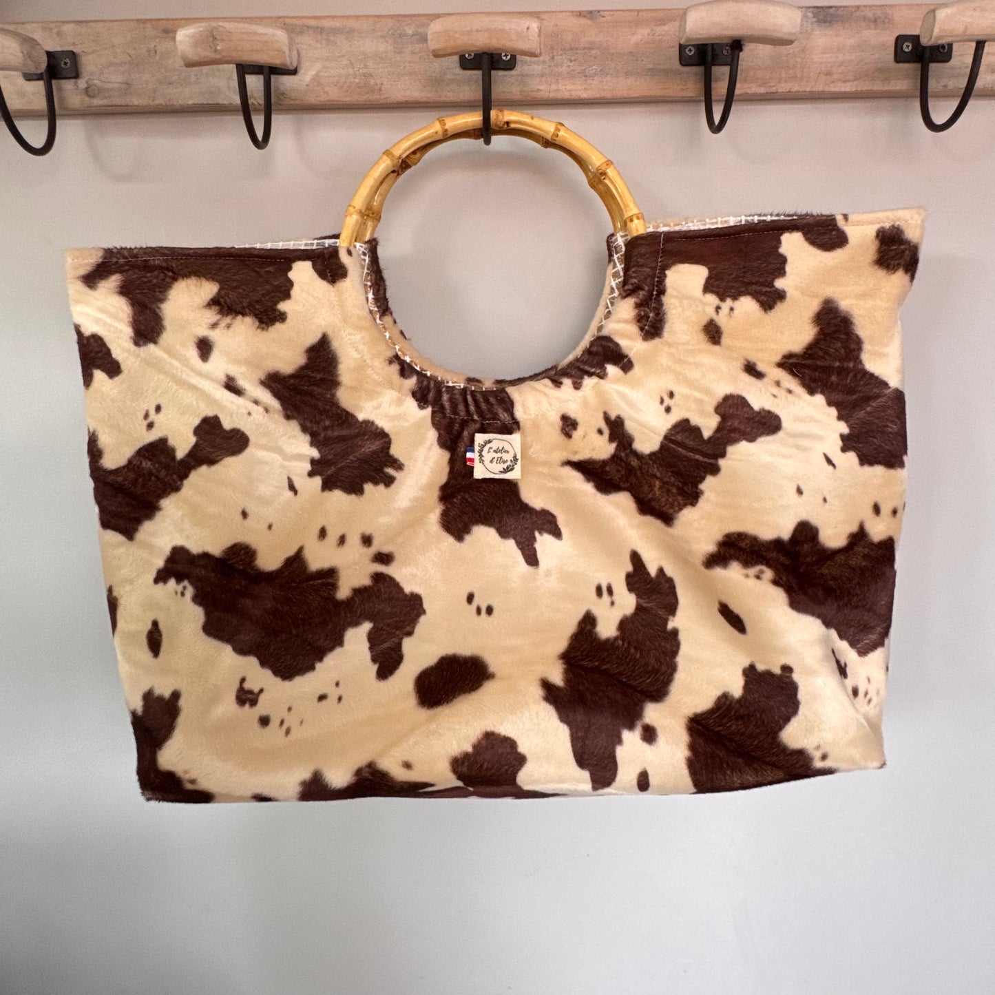Sac cabas imperméable anses bambou - Vache