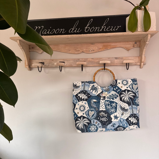 Sac cabas imperméable anses bambou - Jacquard Astro
