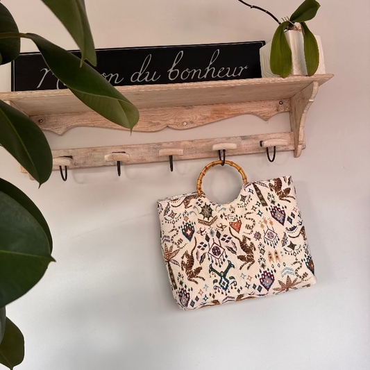 Sac cabas imperméable anses bambou - Jacquard TIBET