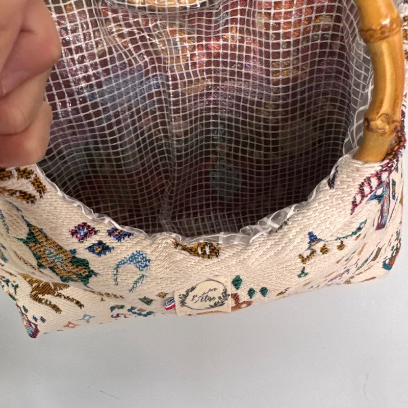 Sac cabas imperméable anses bambou - Jacquard TIBET