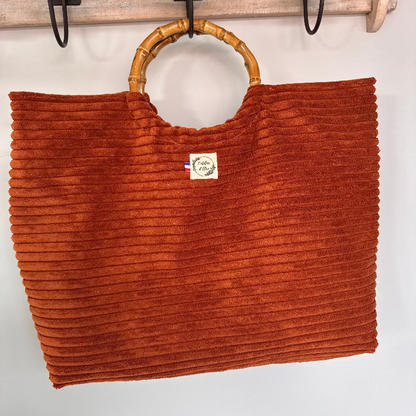 Sac cabas imperméable anses bambou - Velours marron