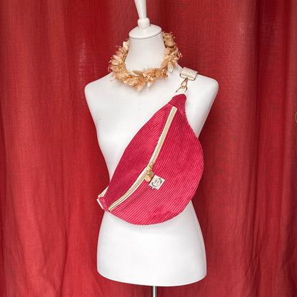 Sac banane XL - Velours côtelé fuschia
