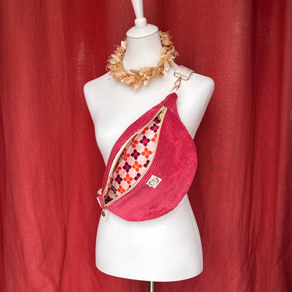 Sac banane XL - Velours côtelé fuschia
