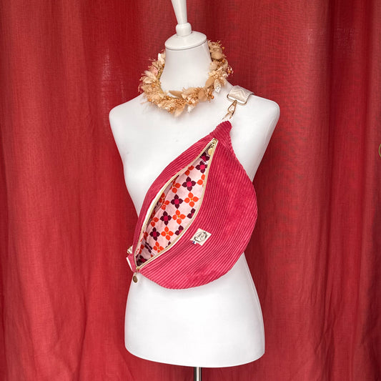 Sac banane XL - Velours côtelé fuschia