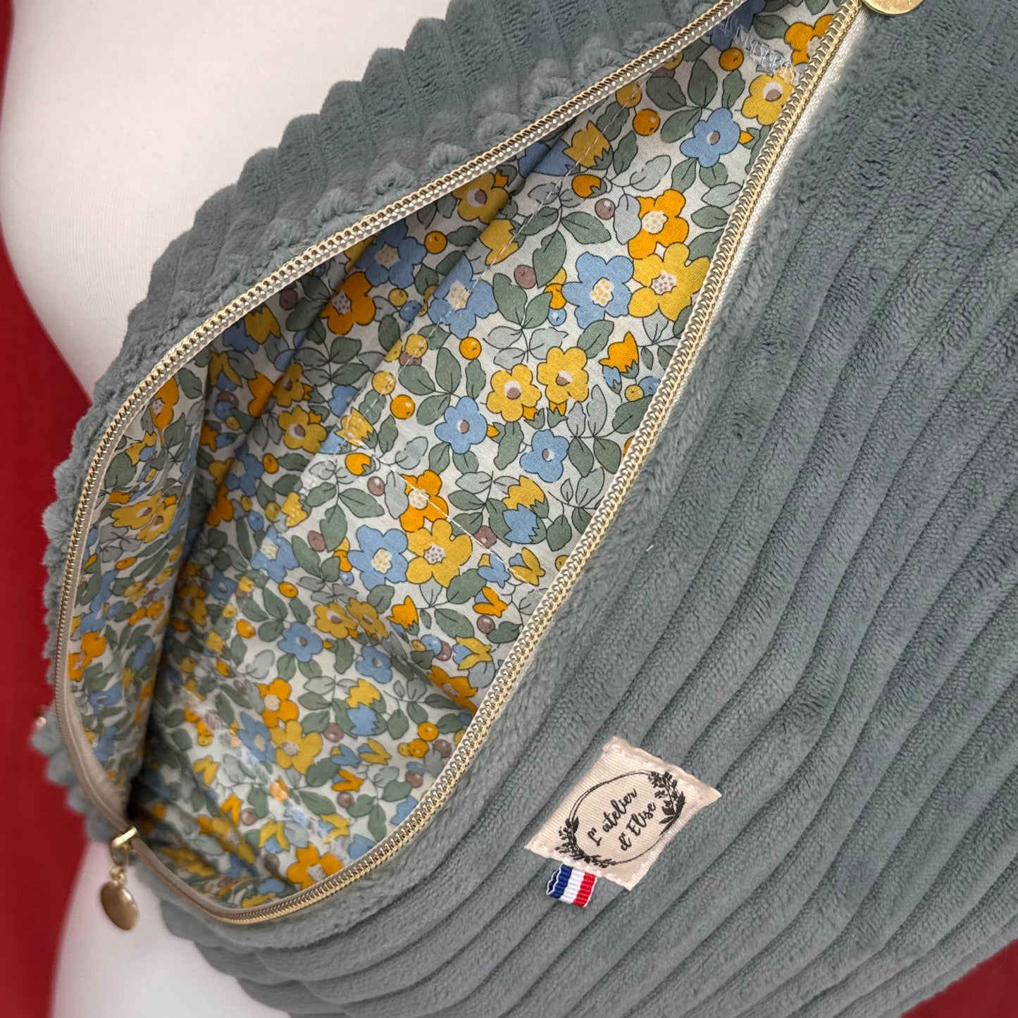 Sac banane XL - Velours côtelé vert d'eau