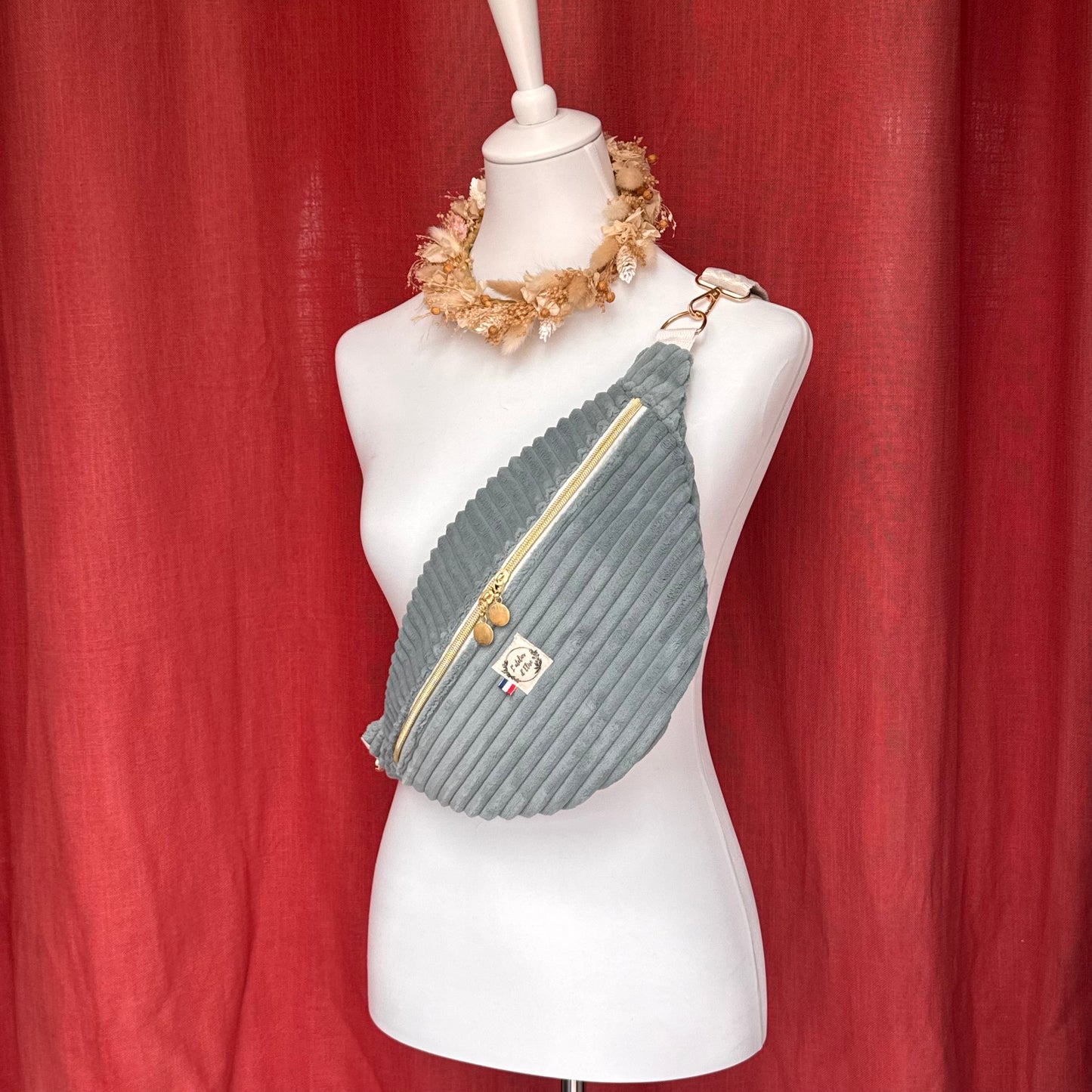 Sac banane XL - Velours côtelé vert d'eau